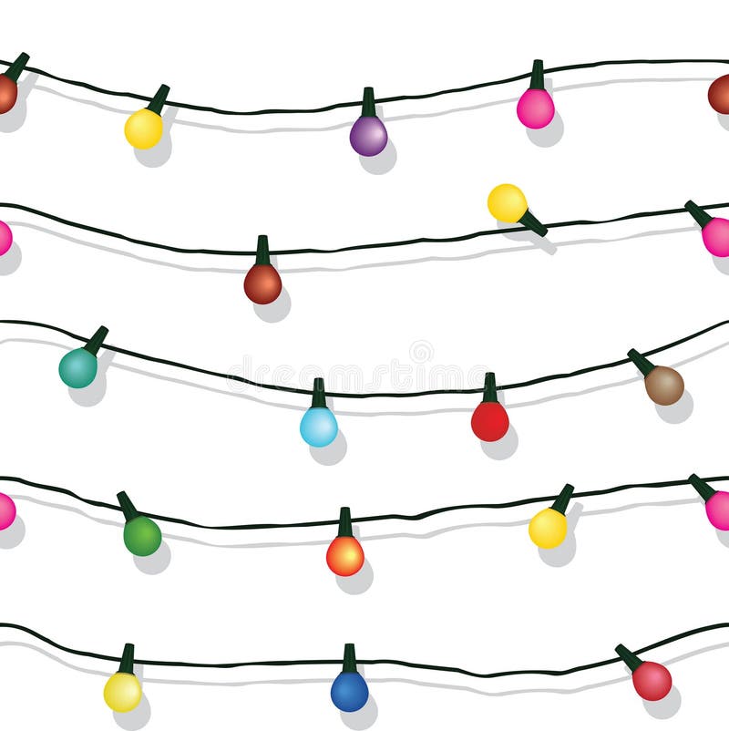 Download Seamless String Of Christmas Lights Isolated On White ...