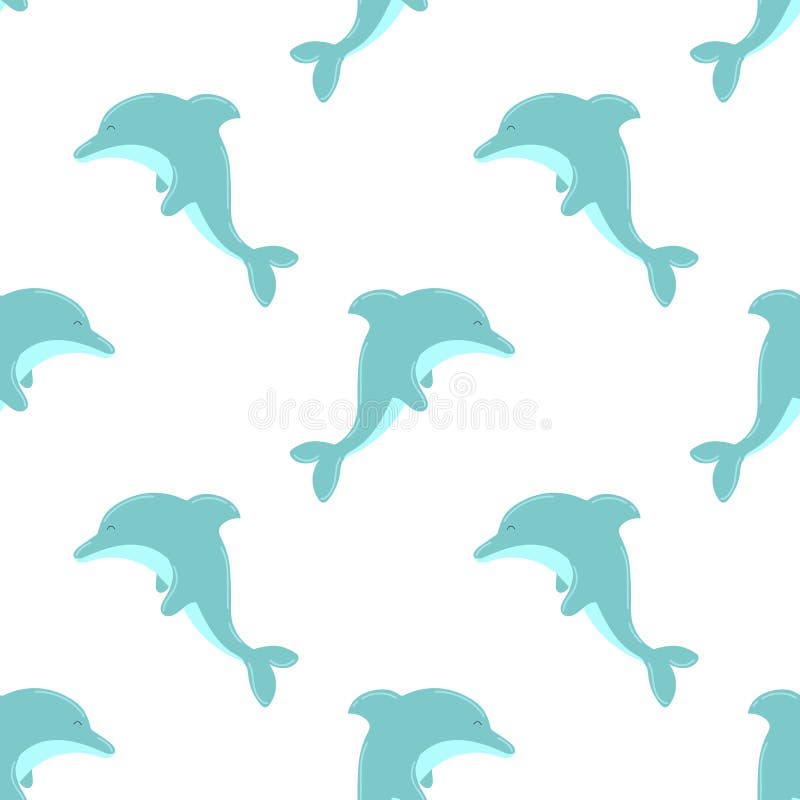 Seamless summer pattern with cute dolphins. Vector sea illustration for children, holiday, background, print, design, fabric, baby vector illustration Seamless summer pattern with cute dolphins. Vector sea illustration for children, holiday, background, print, design, fabric, baby vector illustration