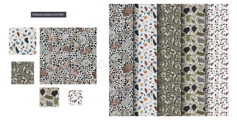 Seamless Terrazzo Pattern Set. Stone Texture