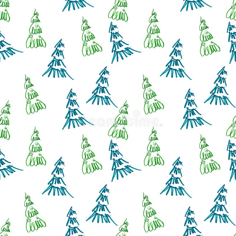 Seamless texture Christmas tree marker lines holiday new year christmas spruce green