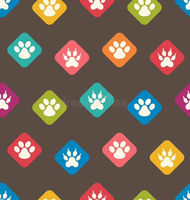 Seamless Texture with Colorful Traces of Cats, Dogs. Footprints royalty free illustration Seamless Texture with Colorful Traces of Cats, Dogs. Footprints royalty free illustration