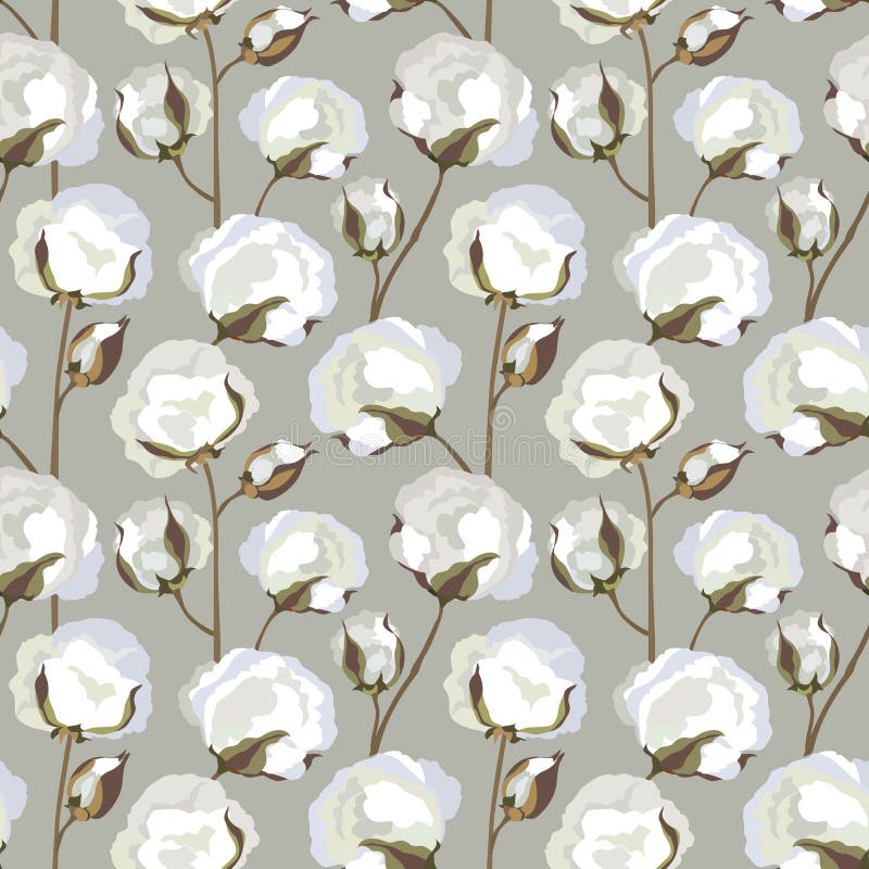 Seamless texture with Cotton flower leaves