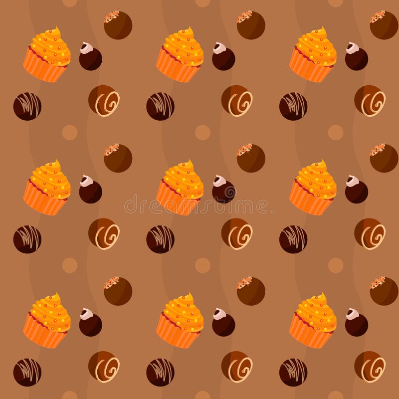 Seamless texture - cupcakes and chocolate Sweets