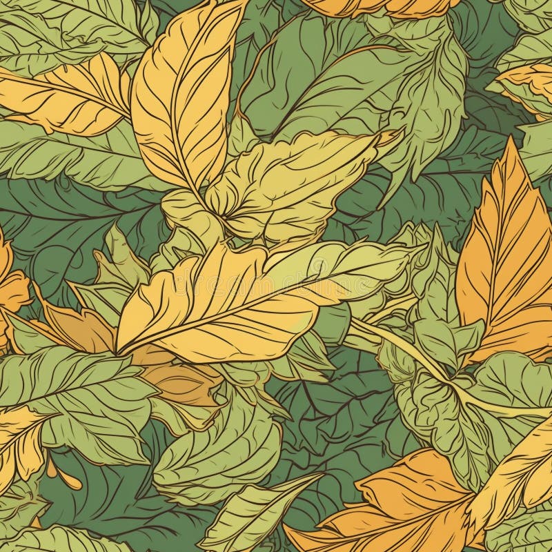 Seamless Summer Leaves Texture with Beautiful Colors Stock Illustration
