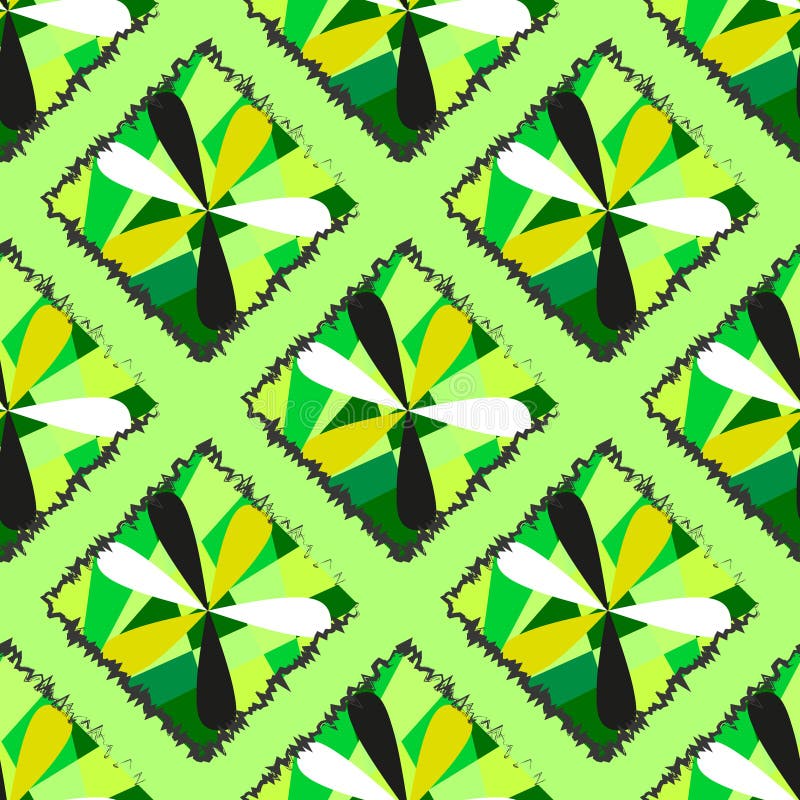 Abstract Green Background with Diamond Shapes. Rhomb Seamless Pattern