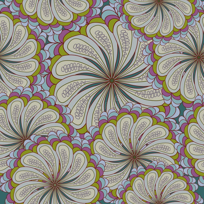 Seamless texture with ornate flowers and leaf royalty free illustration