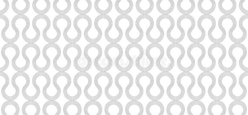 Seamless thin line curly pattern, screen print linear texture, monochrome texture of curved lines stock illustration