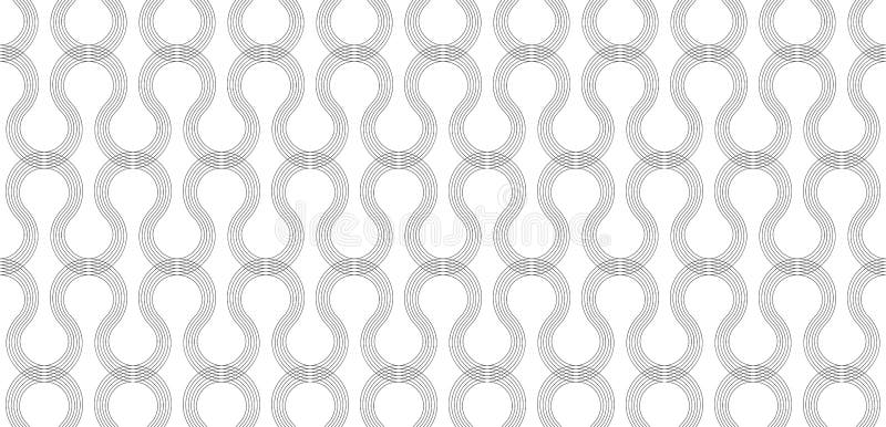 Seamless thin line curly pattern, screen print linear texture, monochrome texture of curved lines vector illustration
