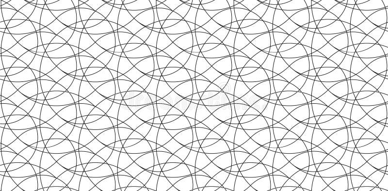 Seamless thin line curly pattern, screen print linear texture, monochrome texture of curved lines stock illustration
