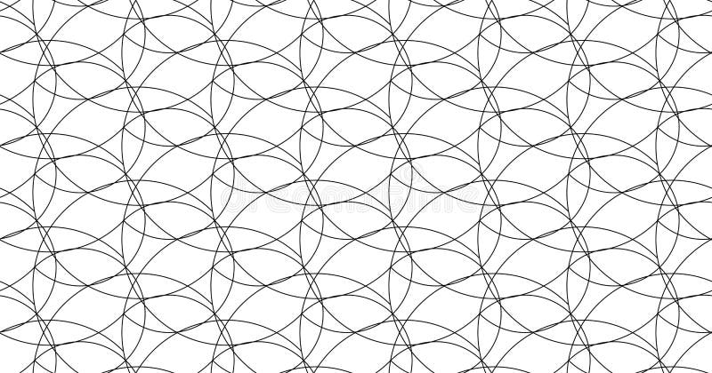 Seamless thin line curly pattern, screen print linear texture, monochrome texture of curved lines vector illustration