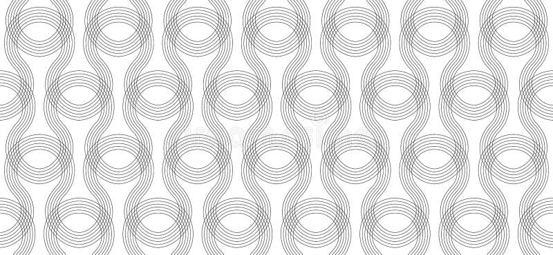 Seamless thin line curly pattern, screen print linear texture, monochrome texture of curved lines, seamless geo, geometric minimalist background, black and white vector graphic