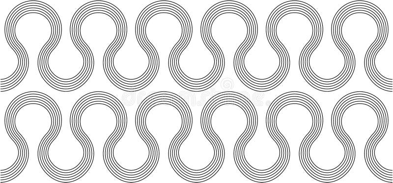 Seamless thin line curly pattern, screen print linear texture, monochrome texture of curved lines vector illustration