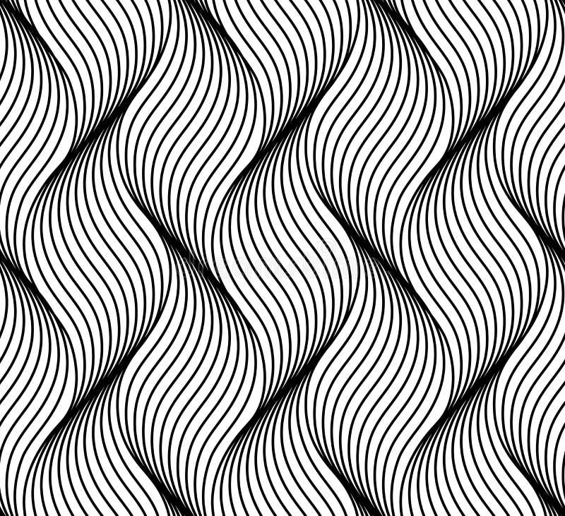 Seamless thin linear pattern. Abstract geometric wavy background. Stylish monochrome texture vector illustration