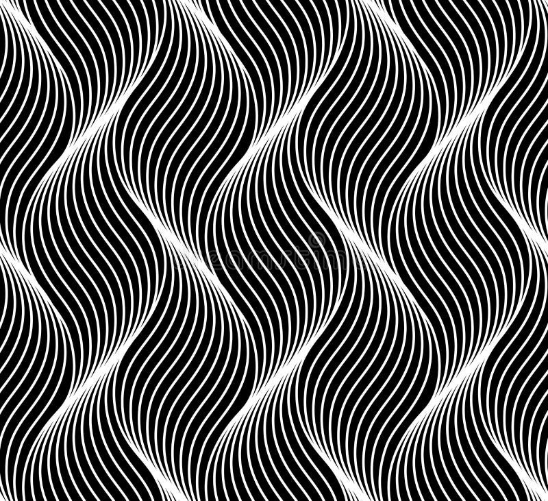 Seamless thin linear pattern. Abstract geometric wavy background. Stylish monochrome texture vector illustration