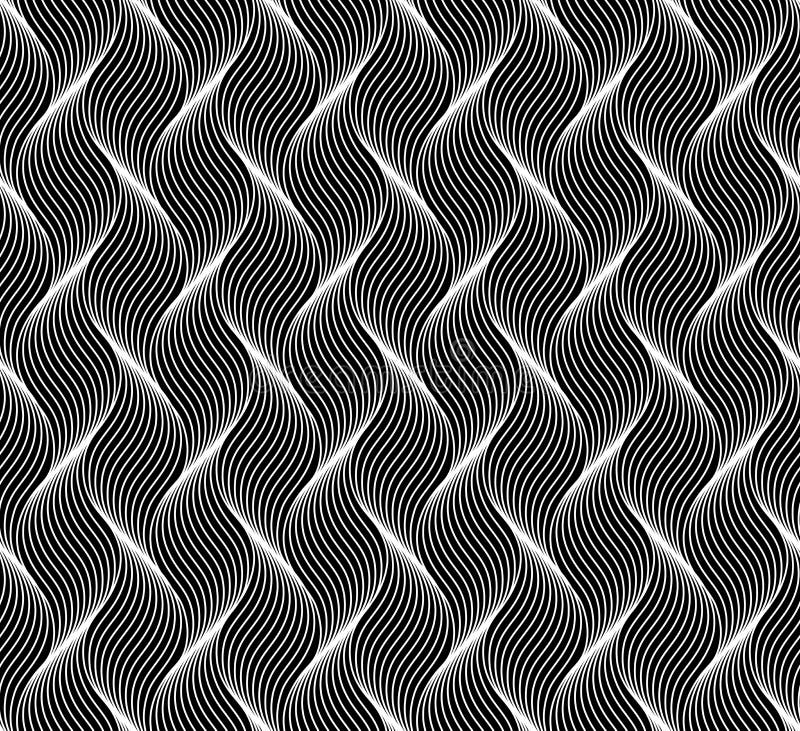 Seamless thin linear pattern. Abstract geometric wavy background. Stylish monochrome texture vector illustration