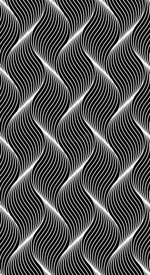 Seamless thin linear pattern. Abstract geometric wavy background. Stylish monochrome texture royalty free illustration