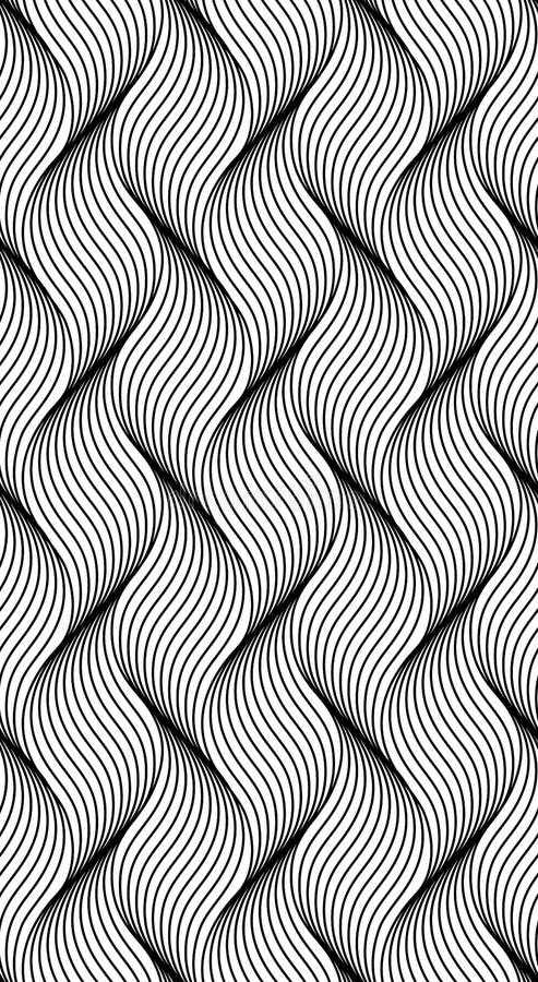Seamless thin linear pattern. Abstract geometric wavy background. Stylish monochrome texture stock illustration