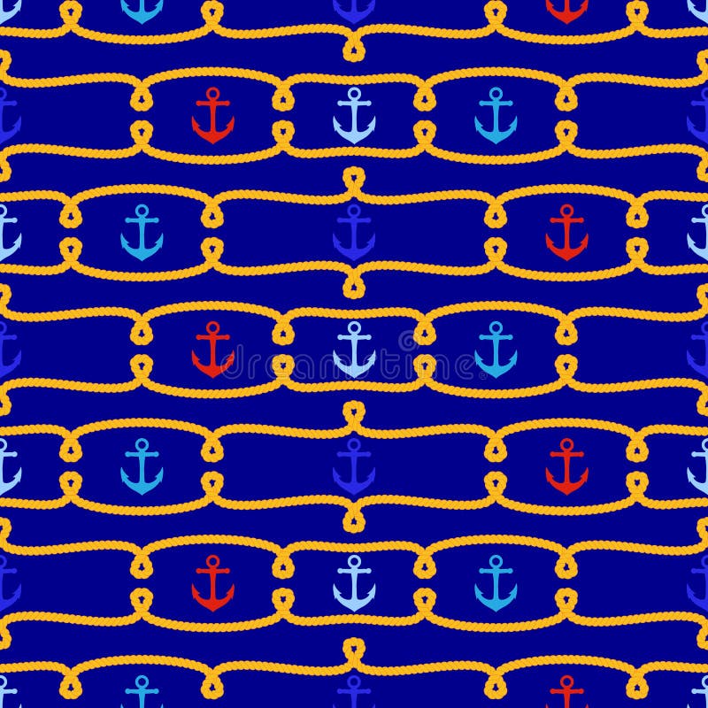 Seamless Tileable Nautical Themed Vector Background, Wallpaper or Texture. Seamless Tileable Nautical Themed Vector Background, Wallpaper or Texture