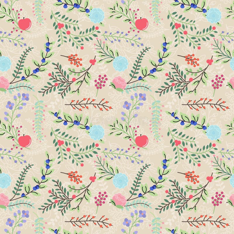 Seamless Floral Pattern, Tileable Blue and White Country Style Print with  Flowers for Wallpaper, Wrapping Paper, Scrapbook, Fabric Stock Illustration  - Illustration of cottage, product: 282192260