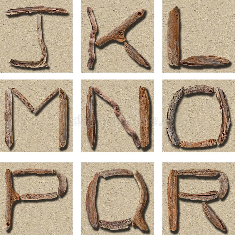 Seamless Tiling Driftwood Alphabet J - R
