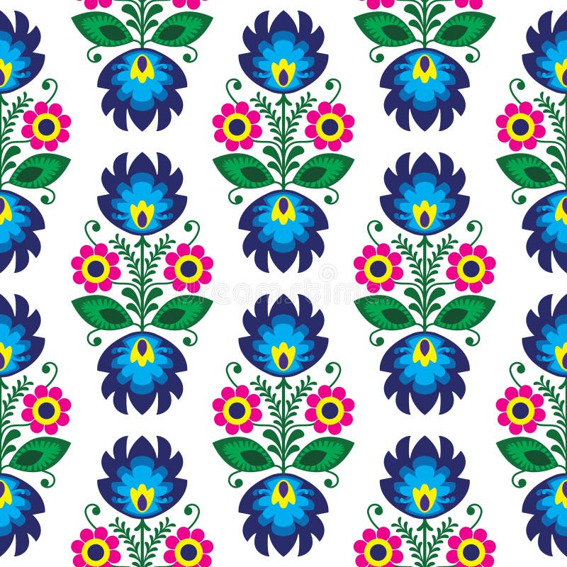 Seamless Traditional Floral Polish Pattern - Ethnic Background Stock ...