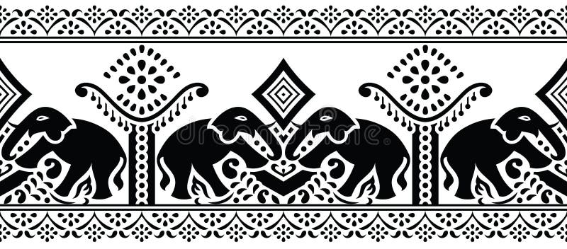 Seamless Traditional Indian Elephant Border Stock Vector Illustration Of Asian Embroidery 117359010,Wedding Latest Machine Embroidery Blouse Designs