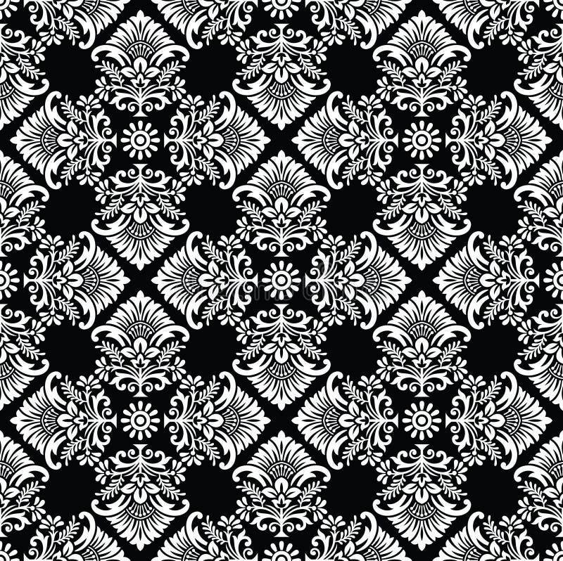Seamless rich black and white damask pattern royalty free illustration