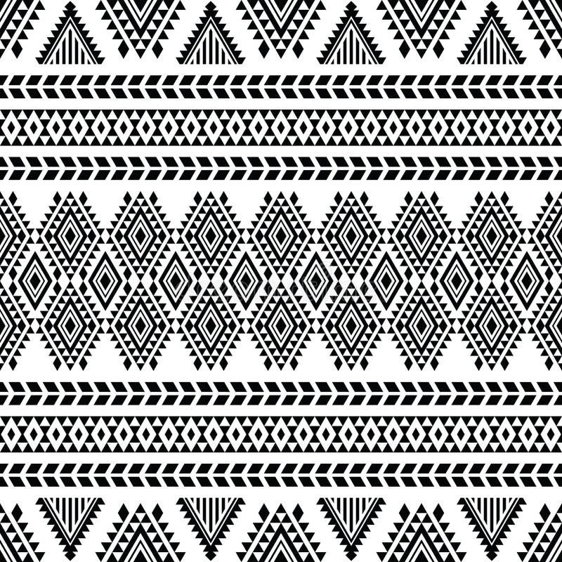 Seamless tribal geometric pattern. Vector abstract with ethnic motif. stock illustration