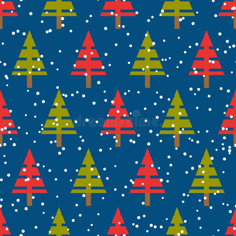 Seamless Vector Christmas Pattern Christmas Trees Winter Geomet Stock ...