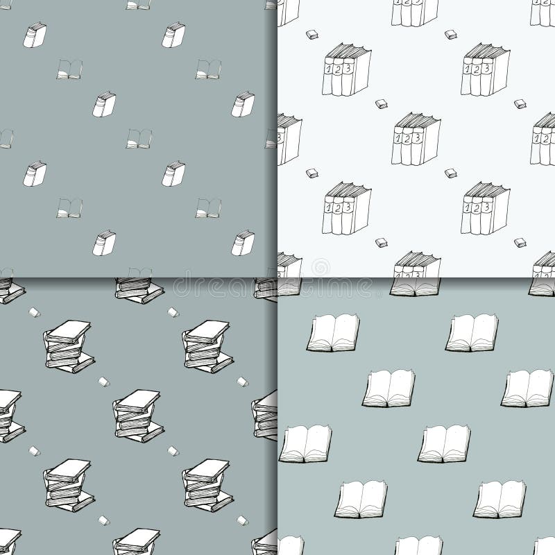 Seamless pattern set with books vector illustration