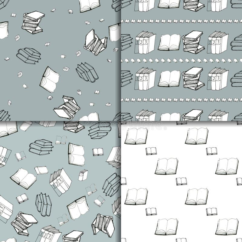Seamless pattern set with books royalty free illustration