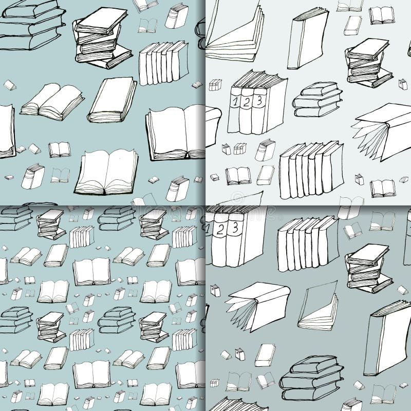 Seamless pattern set with books royalty free illustration