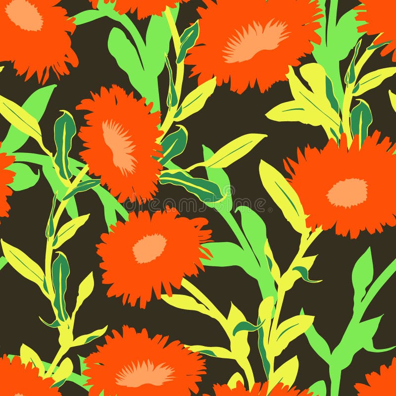 Seamless vector floral pattern with big bold flowers vector illustration Seamless vector floral pattern with big bold flowers vector illustration