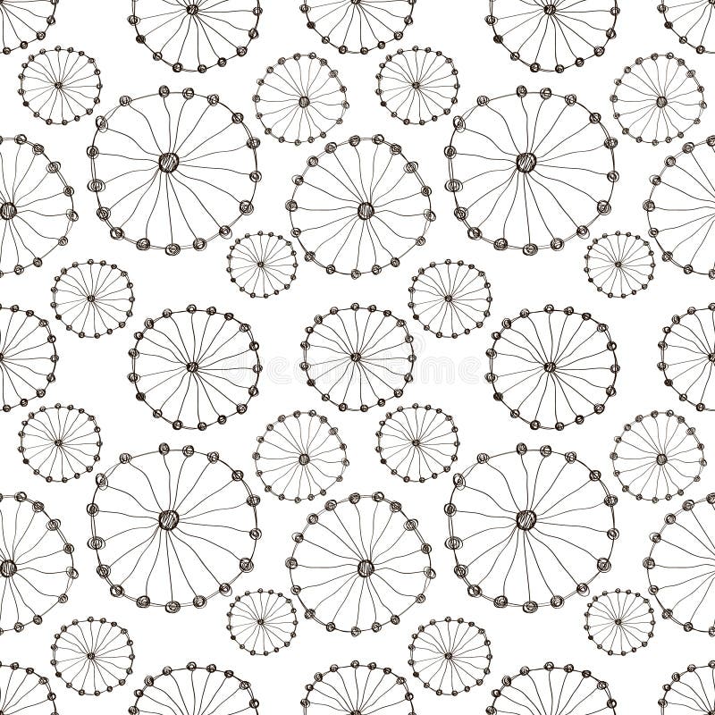 Seamless Vector Floral Pattern. Black And White Hand Drawn Background