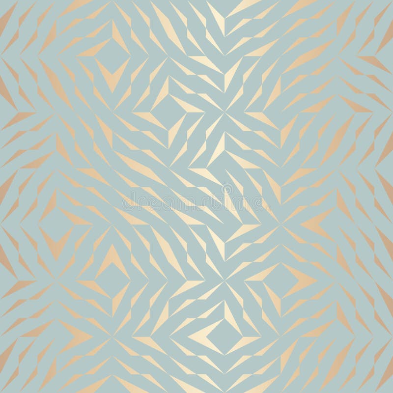 Seamless vector geometric golden element pattern. Abstract background copper texture on blue green. Simple minimalistic graphic