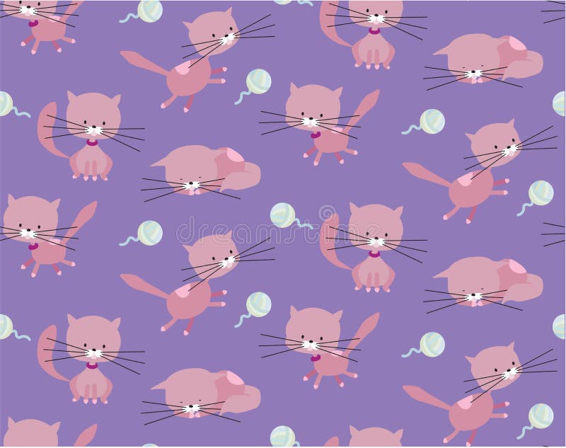 Cute Violet Vector Cats Seamless Repeatable Pattern Stock Vector ...