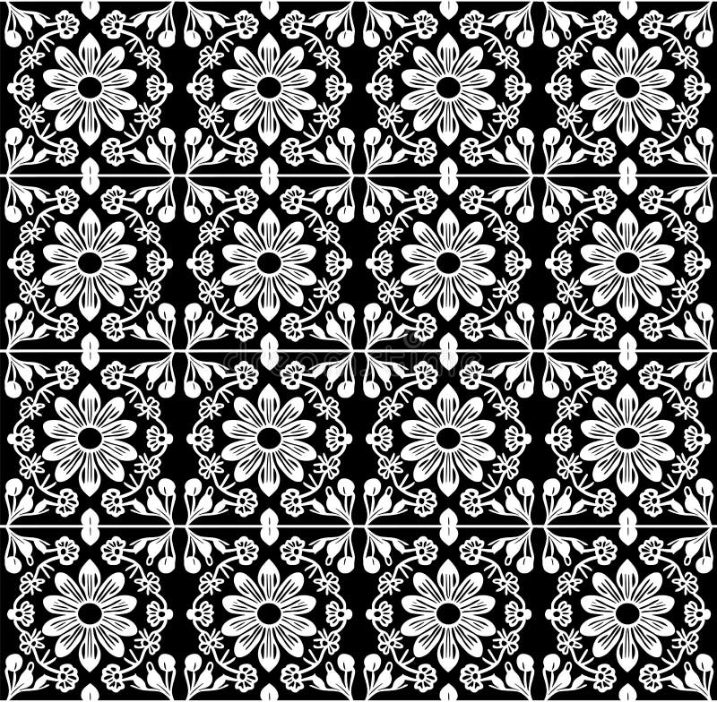 Seamless Vector Line Art Pattern Made of White Blooming Flowers on ...