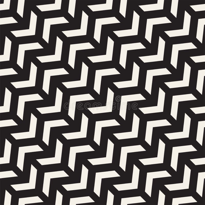 Seamless vector pattern. Abstract geometric lattice background. Rhythmic zigzag structure. Monochrome texture with stock illustration