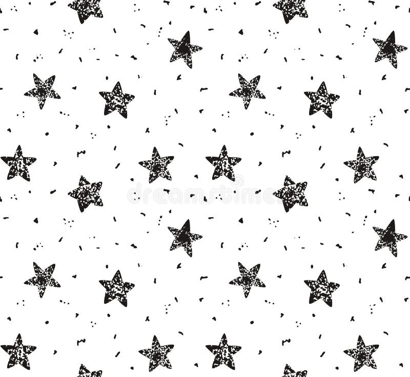Seamless Vector Pattern, Black Stars with Texture for Backgrounds