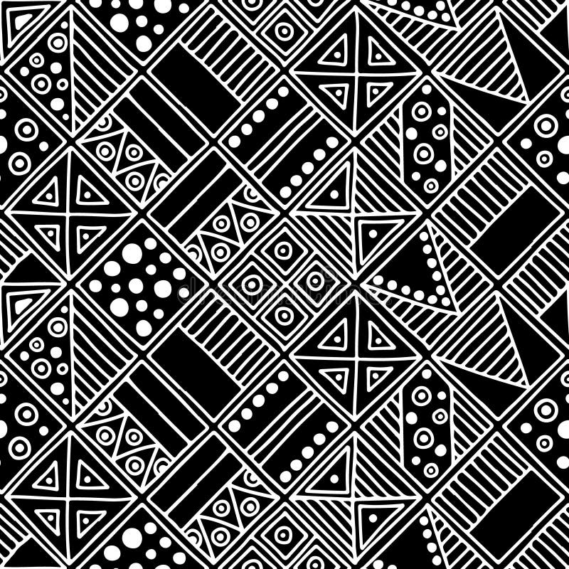 Seamless Vector Pattern. Black and White Geometrical Background with ...
