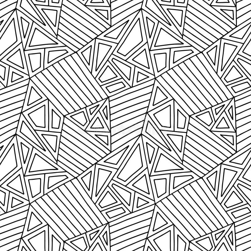 Seamless Vector Pattern, Black and White Lined Asymmetric Geometric ...