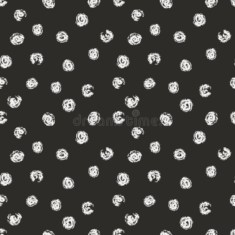 Vector seamless pattern with chaotic circle brush strokes. Gray and white design. stock illustration Vector seamless pattern with chaotic circle brush strokes. Gray and white design. stock illustration