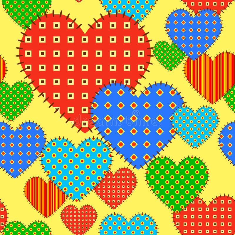 Seamless vector pattern with checkered hearts