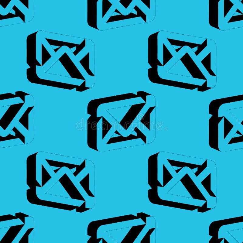 Seamless vector pattern featuring envelopes designed in bold negative space style on a cyan background. Ideal for themes related royalty free illustration