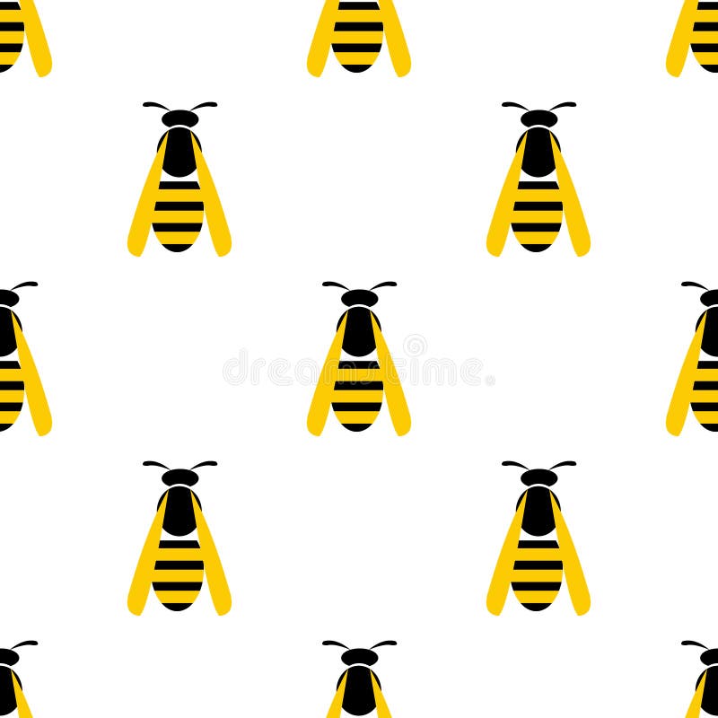 Seamless vector pattern with insects, symmetrical background with closeup yellow wasps on the light backdrop stock illustration Seamless vector pattern with insects, symmetrical background with closeup yellow wasps on the light backdrop stock illustration