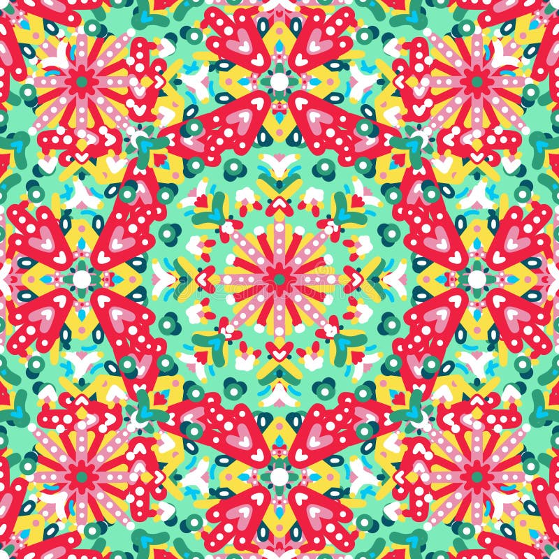 Seamless vector pattern from kaleidoscope colors. Vector print for ornament of kitchenware fabric background wrapping paper