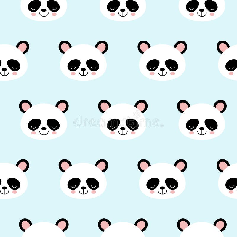 Seamless Vector Pattern Panda Bear Pattern on Light Blue Background. Small  Pandas with Different Gestures Stock Illustration - Illustration of  element, print: 144175733