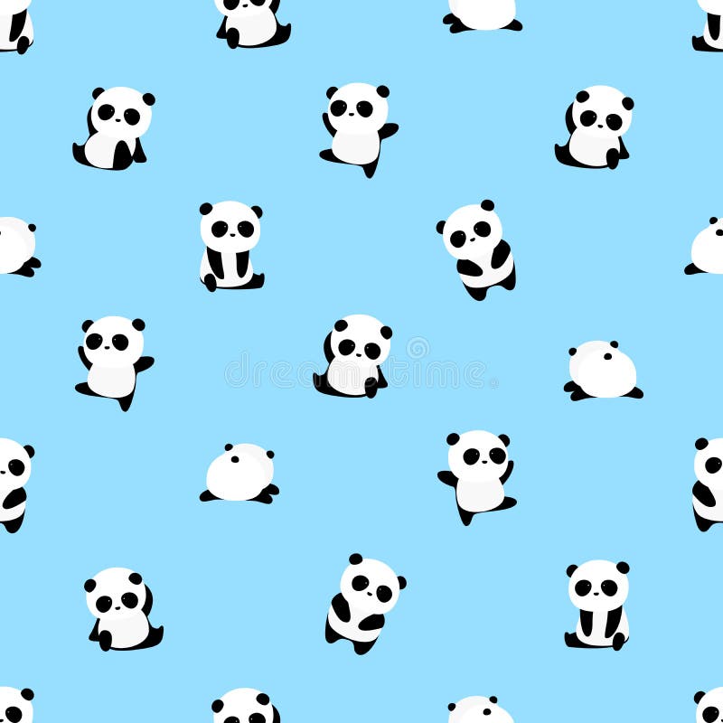 Seamless Vector Pattern: Panda Bear Pattern on Light Blue Background. Stock  Vector - Illustration of cloth, china: 119499132