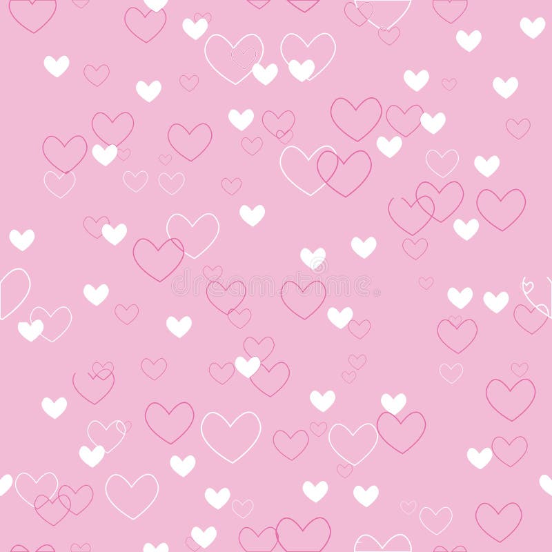 Seamless vector pattern pink with hearts