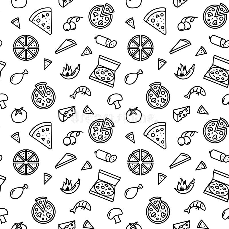 Seamless Vector Pattern with Pizza. for Fabric, Paper, Wrap, Textile,  Poster, Scrapbooking, Wallpaper or Background, for Stock Vector -  Illustration of food, background: 240242869